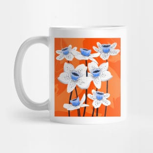 White Flowers - Orange Pattern Mug